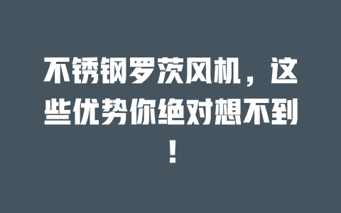 不锈钢罗茨风机,这些优势你绝对想不到! 一